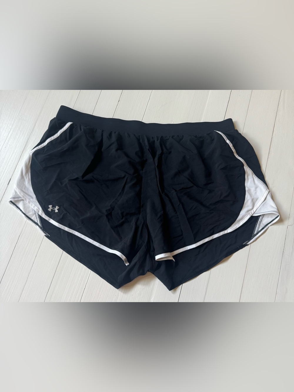 Under Armour Fly-By 2.0 HeatGear Running Shorts Black White Women Plus Size 3X